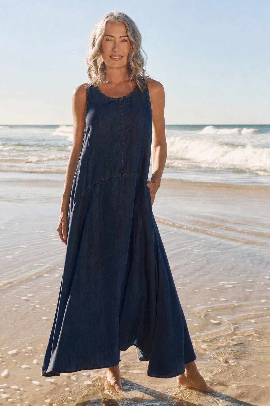 Zuri Tencel Denim Dress in Dark Wash