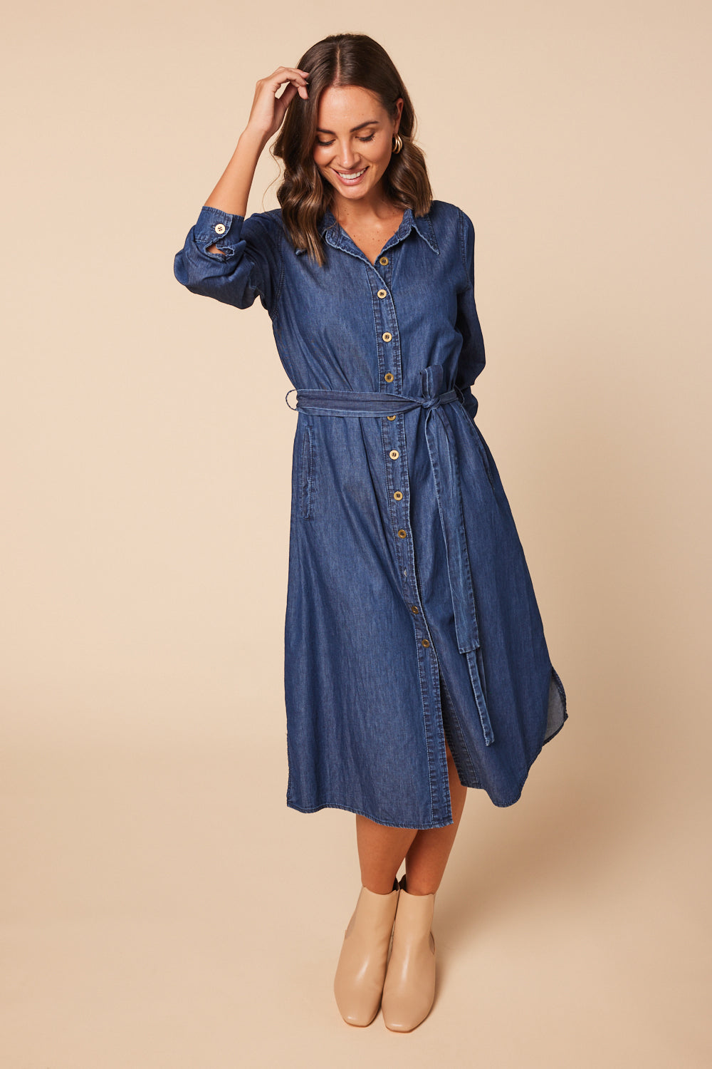 Denim chambray shirt dress best sale