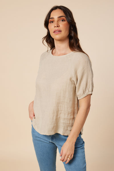 Cindy Linen Top in Natural (6985493184586)
