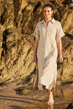 Gracie Linen Shirt Dress in Natural
