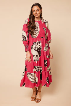 Minden Shirred Dress in Moreton Pink (7092697006154)