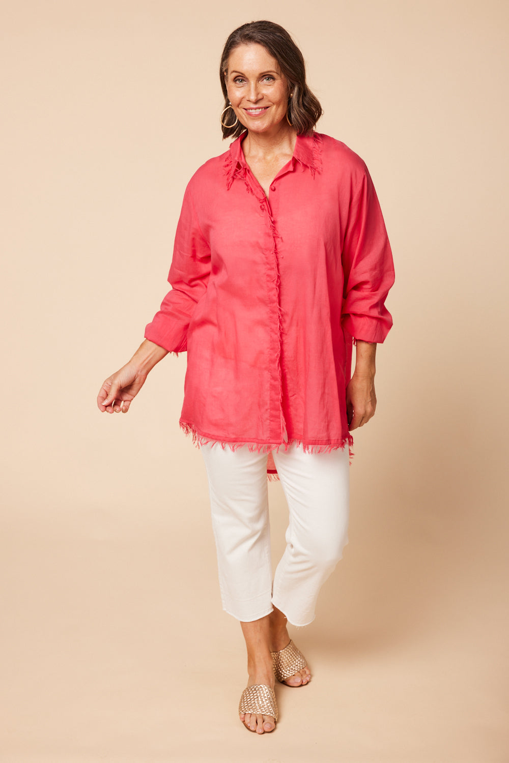 Rylie Oversized Shirt in Raspberry (7047667187786) _mature